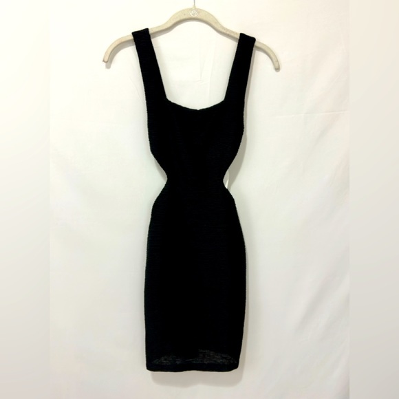 REVOLVE BY RUMER - ROSA BLACK SQUARE NECK MINI DRESS SIDE CUTOUTS RIBBED FABRIC - Picture 8 of 13